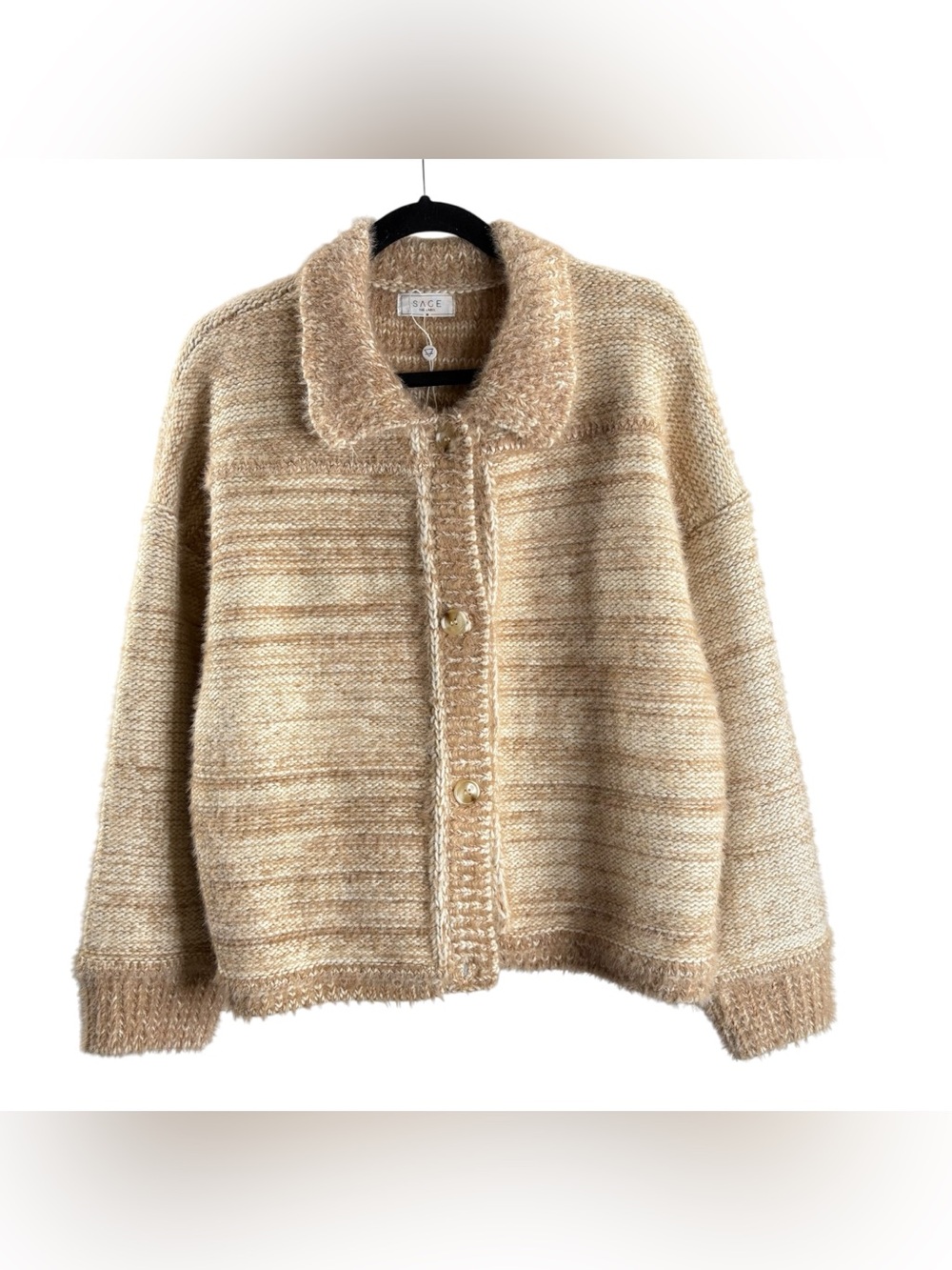 SAGE THE LABEL Beige Bulky Knit Button-Front Jacket NWOT